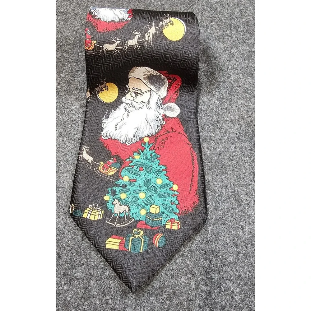 Vintage Santa Claus Christmas Tie Holiday Party Necktie